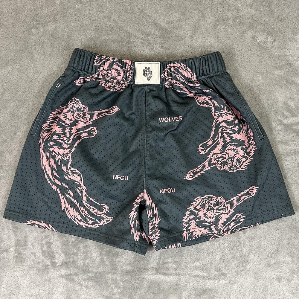 Dare Sport Wolves Shorts Mens Medium Gray Mesh 5" Inseam Limited NFGU Athletic